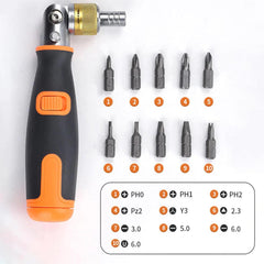 MASTERTOOL - Set Completo Cacciavite a Cricchetto Portatile 10 in 1